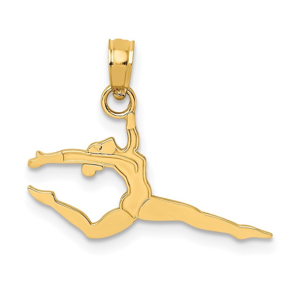 10k Yellow Gold Sports Theme Solid Polished Gymnast Necklace Charm Pendant